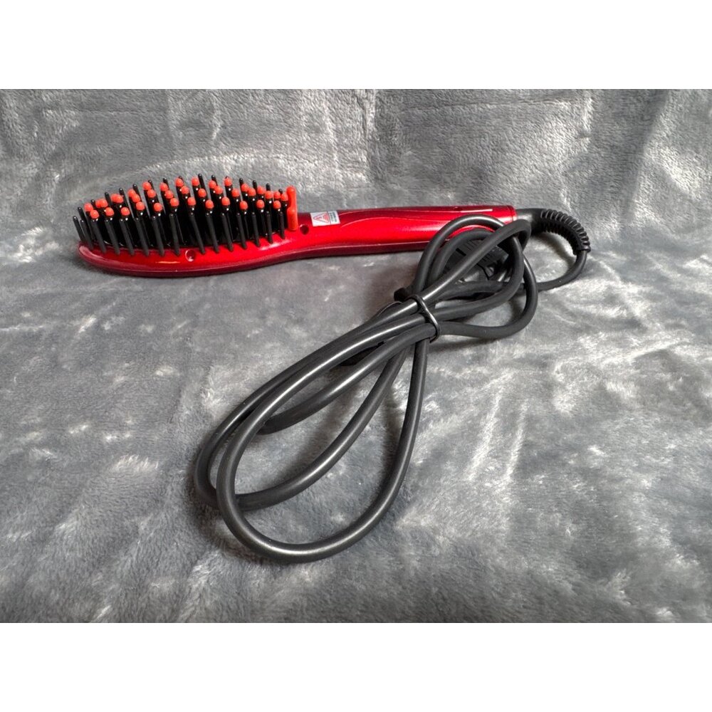Langoa Red Electric Hair Straightener Brush With Anti-Scald Massage Comb Design - Picture 2 of 8